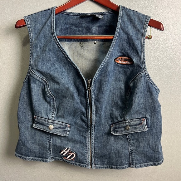 Vintage Harley-Davidson Jeans vest - size 1W - Picture 1 of 8